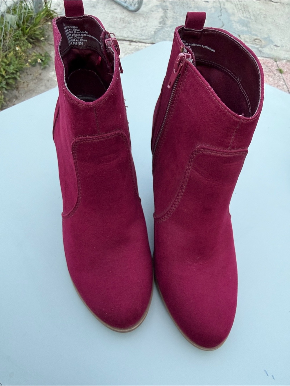 Express Women's Burgundy Suede Ankle Booties